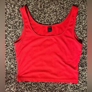 SHEIN Vibrant Red Ribbed Tank Top